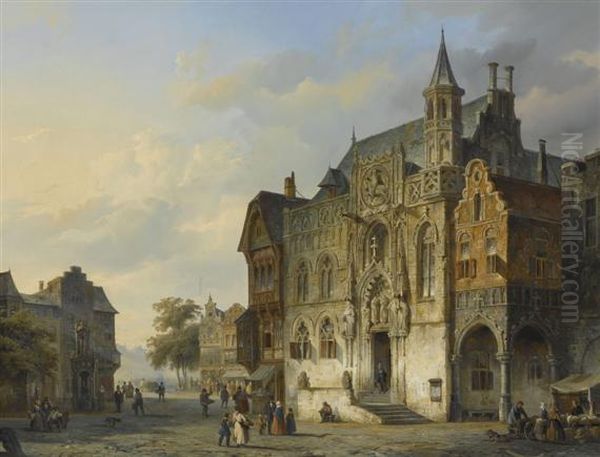 Dutch Town With Figures - view 1