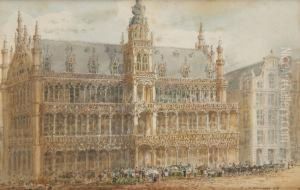 Marche Sur La Grand Place De Bruxelles by Cornelis Springer