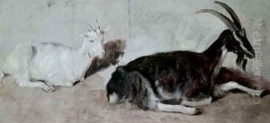 Two Goats by Jacques Laurent Agasse