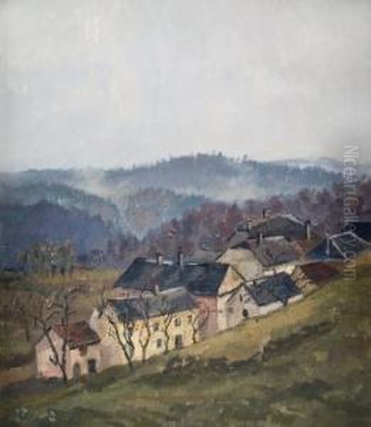 Herbstlandschaft Mit Dorfansicht. - view 1