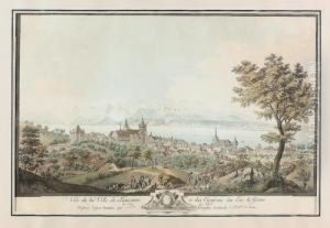 "vue De La Ville De Lausanne Et Des Environs Du Lac...".