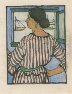 [femme De Dos Devant Fenetre Ouverte Sur La Mer]. Vers 1906-1910. by Maud Hunt Squire