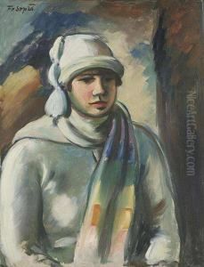 A Girl In A White Cap by Frantisek Srp