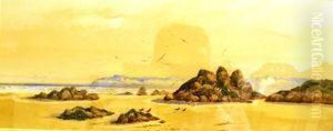 Beach Scene With Oyster Catchers by Edwin St John