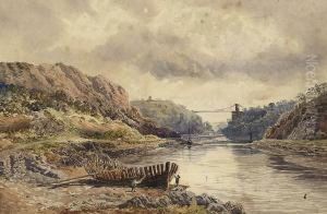 Figures Mending A Boat Before Clifton Suspension Bridge