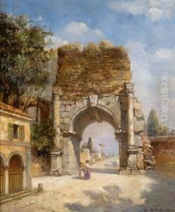 Arco Di Druso Sulla Via Appia Con Popolane