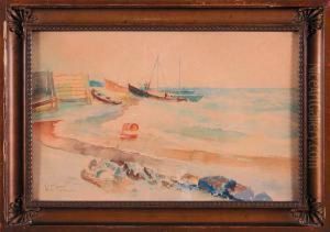 Lodzie Przy Brzegu by Wladyslaw Stachowski