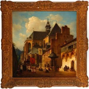 A Procession By Thechurch In Boppard At Rhen by Josef Magnus Stack