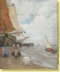 Pecheurs Pres De L'embarcadere by Henri Stacquet