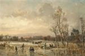 Abendliche Winterlandschaft Mit Bauern by Adolf Stademann