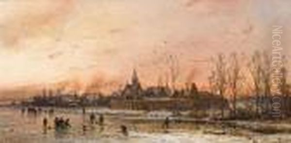 Winter Landscape At Sunset by Adolf Stademann
