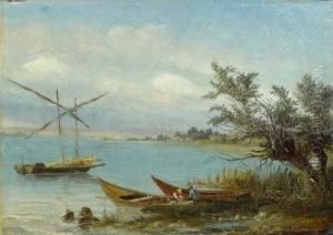 Seeufer Mit Fischerbooten by Johann Jakob Stadler