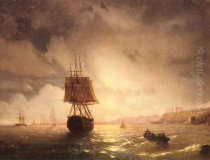 The Harbor At Odessa On The Black Sea by Ivan Konstantinovich Aivazovsky