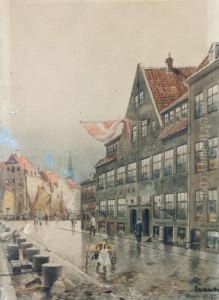 Stadsscen Fran Slotsholmen, Kopenhamn by Fritz Staehr-Olsen