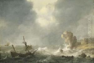 A Stormy Seascape by Hendrick Staets