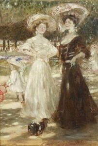 Zwei Elegante Damen Der Gesellschaft by Friedrich Stahl
