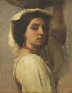 Portrait Of Anitalian Maiden by Richard Morrell Staigg