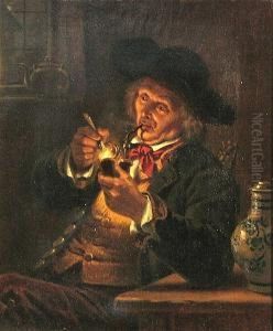 A Man Smoking A Pipe by Eberhard Stammel