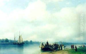 Arrival Peter the First on river Neva