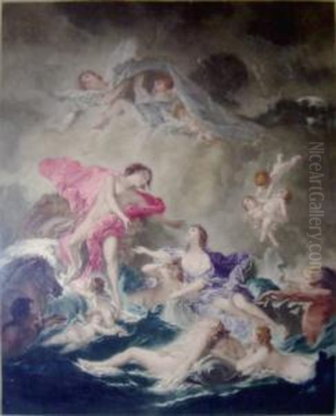After Francois Boucher 'the Rising Of The Sun', Mezzotints, 35.5cm X 29cm, Signed In Pencil, Framed, Plus Two Others by Ernest Stamp