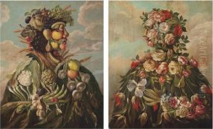 An Anthropomorphic Profile Of A Man; And An Anthropomorphic Profile Of A Woman by Giovanni Stanchi