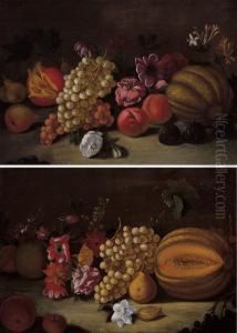 Lotto Unico Di Due Dipinti: <natura Morta Con Fiori, Uva E by Nicolo Stanchi