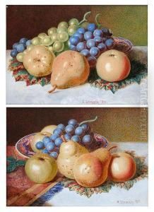 Still Life Of Fruit On A Table Top by Alexander Stanesby