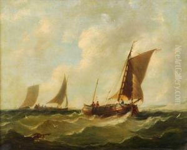 Vessels Off The Coast In A Stiff Breeze - view 1