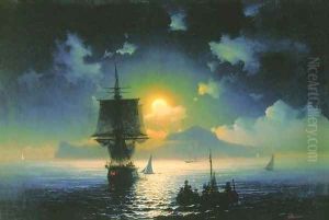 A Lunar night on Capri by Ivan Konstantinovich Aivazovsky