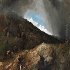 Mountainous Landscape With A Hunter And Travellers by William Clarkson Stanfield