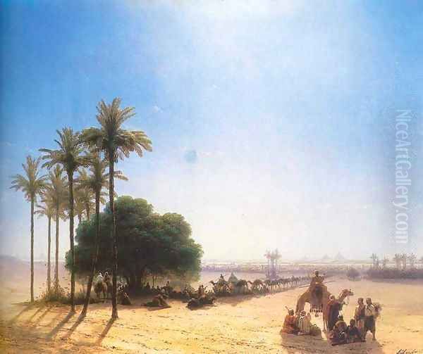 Caravan in oasis Egypt - view 1