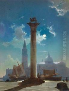 Venedig-markussaule Bei Mondlicht by Bernhard Stange