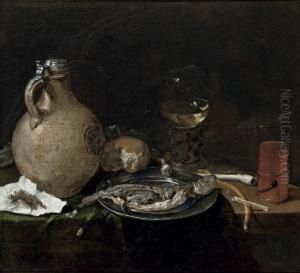 An Earthenware Jug, A Bun, A 'roemer' by Cornelis Stangerus