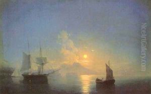 The Bay of Naples by Moonlight by Ivan Konstantinovich Aivazovsky