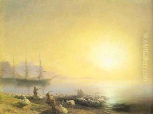 Bathing of a sheeps by Ivan Konstantinovich Aivazovsky