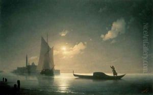 Gondolier at Sea by Night 1843 by Ivan Konstantinovich Aivazovsky