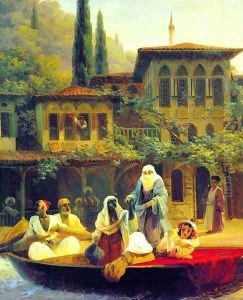 Oriental scene (in a boat) by Ivan Konstantinovich Aivazovsky