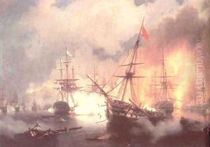 Sea buttle near Navarine by Ivan Konstantinovich Aivazovsky