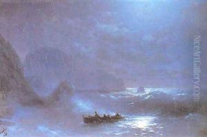 A Lunar night on a sea by Ivan Konstantinovich Aivazovsky