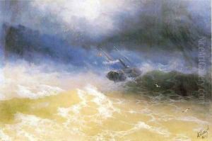 Hurricane on a sea by Ivan Konstantinovich Aivazovsky