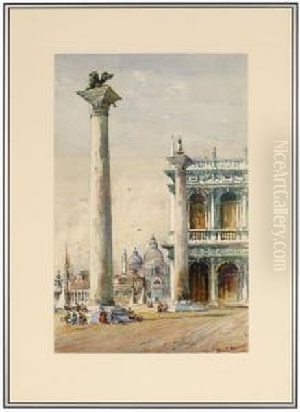 View Of The Columns In The Piazzetta San Marco And Santa Maria
Della Salute In The Distance - view 1