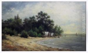 Camp Along The Shore With Figures And Tents by John Mix Stanley