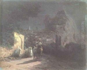 A Lunar night At the spring by Ivan Konstantinovich Aivazovsky