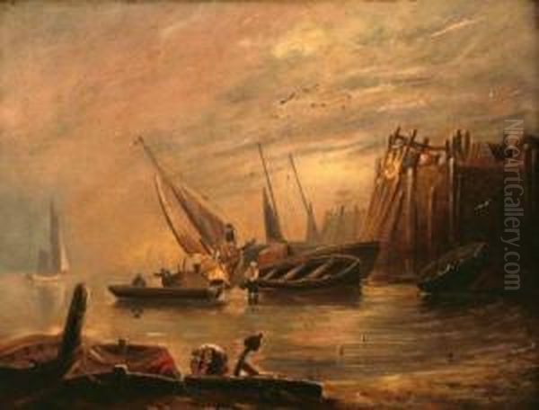 Harbour Scene With Figures And Boats - view 1