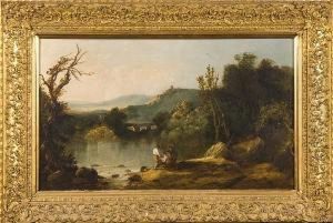 Figures Beside The River Dee With Extensivelandscape Beyond