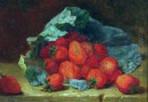 Still Life Study Of Strawberries On A Ledge by Eloise Harriet Stannard