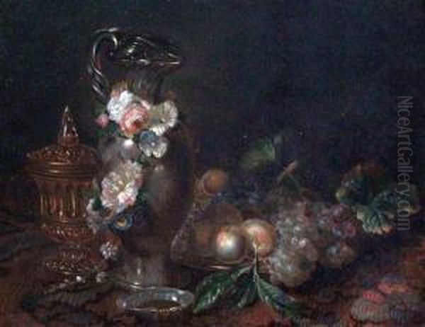 Still Life Of Flagons And Fruit - view 1
