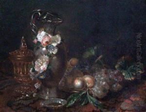 Still Life Of Flagons And Fruit