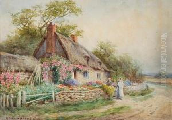 Figures Outside A Cottage - view 1