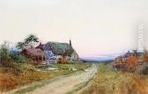A Cottage At Sunset by Henry Stannard